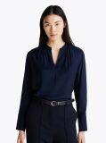 Blue Gathered V-Neck Relaxed Blouse  Women
