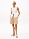 Beige Pleated Bermuda Shorts  Women