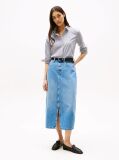 Blue High Rise Denim Midi Skirt  Women