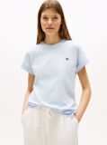 Blue Textured Crew Neck T-Shirt  Women