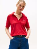 Red Regular Fit Logo Embroidery Polo Shirt  Women