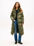 Green Down Hooded Longline Puffer Coat  Women