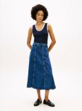 Blue High Waisted Flared Denim Midi Skirt  Women