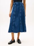 Blue High Waisted Flared Denim Midi Skirt  Women
