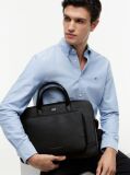 Black Pebble Grain Logo Hardware Laptop Bag  Men