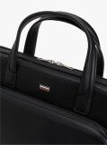 Black Pebble Grain Logo Hardware Laptop Bag  Men