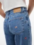 Denim All-Over Embroidery High Rise Slim Straight Jeans  Women