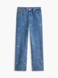 Denim All-Over Embroidery High Rise Slim Straight Jeans  Women