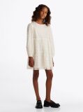White Metallic Star Mesh Flare Dress  Girls