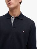 Blue Regular Fit Jacquard Long Sleeve Polo Shirt  Men