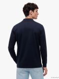 Blue Regular Fit Jacquard Long Sleeve Polo Shirt  Men