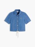 Μπλε Κοντομάνικο Denim Πουκάμισο Σε Boxy Γραμμή  Γυναίκες