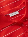 Red Boxy Fit Jersey Polo Shirt  Women