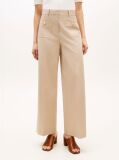 Beige Crest Embossed Button Wide Leg Chinos  Women