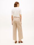 Beige Crest Embossed Button Wide Leg Chinos  Women