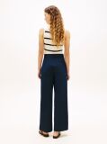 Blue Crest Embossed Button Wide Leg Chinos  Women
