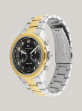 Gold Black Dial Dual Time Two-Tone Watch  Men