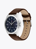 Blue Stainless Steel Brown Leather Strap Watch  Men