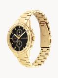 Black Etched Bezel Crystal-Embellished Gold-Plated Watch  Women