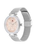 Pink Silver Tone Mesh Strap Watch  Women