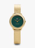 Green Oval Green Dial Gold-Plated Bracelet Watch  Women
