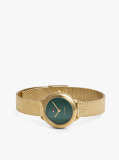 Green Oval Green Dial Gold-Plated Bracelet Watch  Women