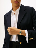 Green Oval Green Dial Gold-Plated Bracelet Watch  Women