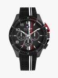 Black Black Silicone Strap Chronograph Watch  Men