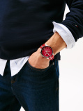 Red Red Dial Silicone Strap Watch  Men