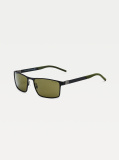 Black Rectangular Metal Frame Sunglasses  Men