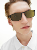 Black Rectangular Metal Frame Sunglasses  Men
