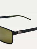 Black Rectangular Metal Frame Sunglasses  Men