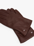 Brown Essential Enamel Flag Leather Gloves  Men
