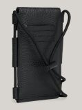 Black Leather Logo Phone Pouch  Men