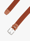 Brown Square Buckle Textured Belt  Men