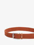 Brown Square Buckle Textured Belt  Men