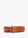 Brown Square Buckle Textured Belt  Men
