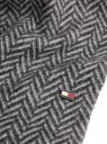 Grey Pure Wool Herringbone Fringed Scarf  Men