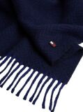 Blue Pure Wool Herringbone Fringed Scarf  Men