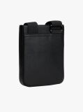Black Metal Logo Pebble Grain Crossbody Bag  Men