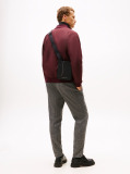 Black Metal Logo Pebble Grain Crossbody Bag  Men