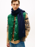 Blue TH Crest Fringed Scarf With Cashmere  Men
