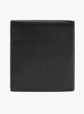 Black Hilfiger Flag Trifold Ribbed Leather Wallet  Men