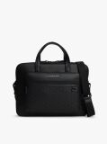 Black Modern Repeat Flag Pocket Laptop Bag  Men