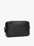 Black Pebble Grain Logo Crossbody Reporter Bag  Men