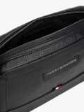 Black Pebble Grain Logo Crossbody Reporter Bag  Men