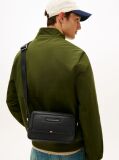 Black Pebble Grain Logo Crossbody Reporter Bag  Men