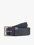 Blue Flag Print Square Buckle Leather Belt  Men