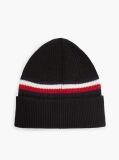 Black Wool Blend Global Stripe Beanie  Men