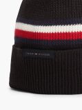 Black Wool Blend Global Stripe Beanie  Men